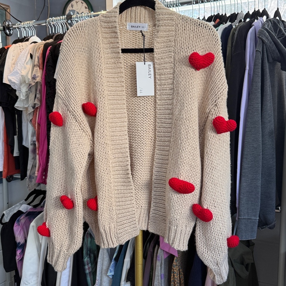 NWT Bailey/44 3D HEART CHUNKY CARDIGAN - Picture 3 of 6